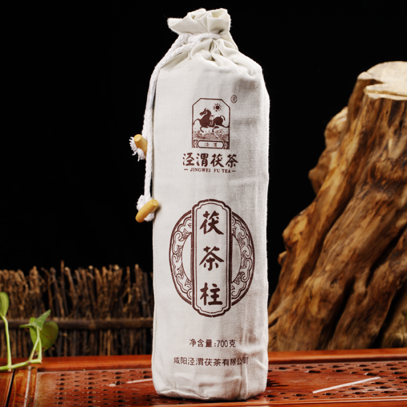 泾渭茯茶黑茶 茯茶柱 金花 茯砖 700g 2017年份