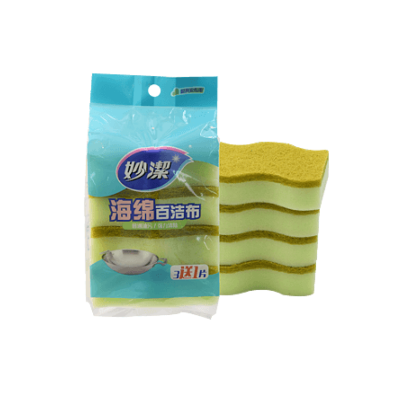 妙洁 C型海绵百洁布 10.3*6.4cm 4片/包高清大图