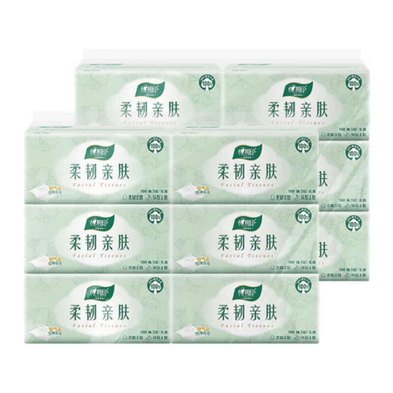 心相印 2DT100(包装)心相印云感柔韧亲肤三层100抽12包塑装抽纸(6包*2提)高清大图
