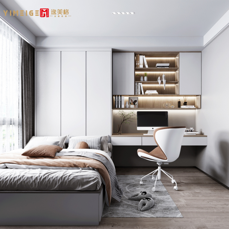 逸美格榻榻米床衣柜一体整体定制小户型次卧收纳书桌书柜家具定做