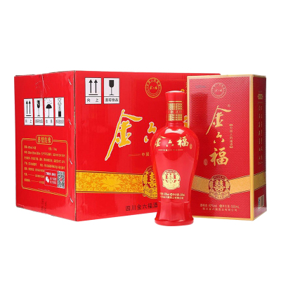 金六福 喜结良缘 52度 500ml*6 箱装白酒 高度白酒