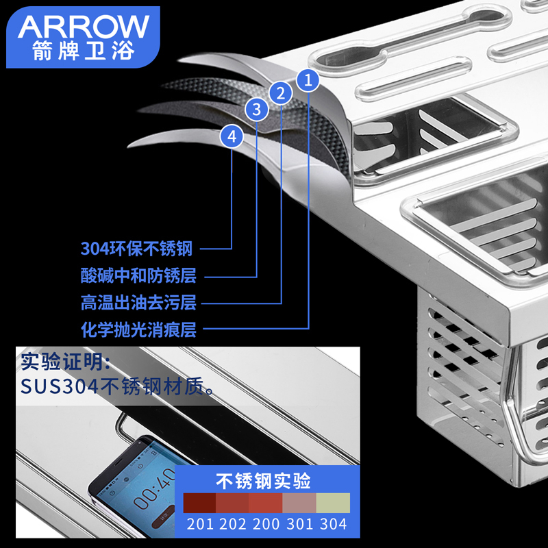 箭牌卫浴(ARROW) 厨房挂件壁挂五金刀架调料收纳挂架免打孔免钉厨卫用品 厨房置物架AE8158