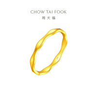 周大福ING系列 波浪足金黄金戒指女(工费:220计价)F232702 11号1.55g