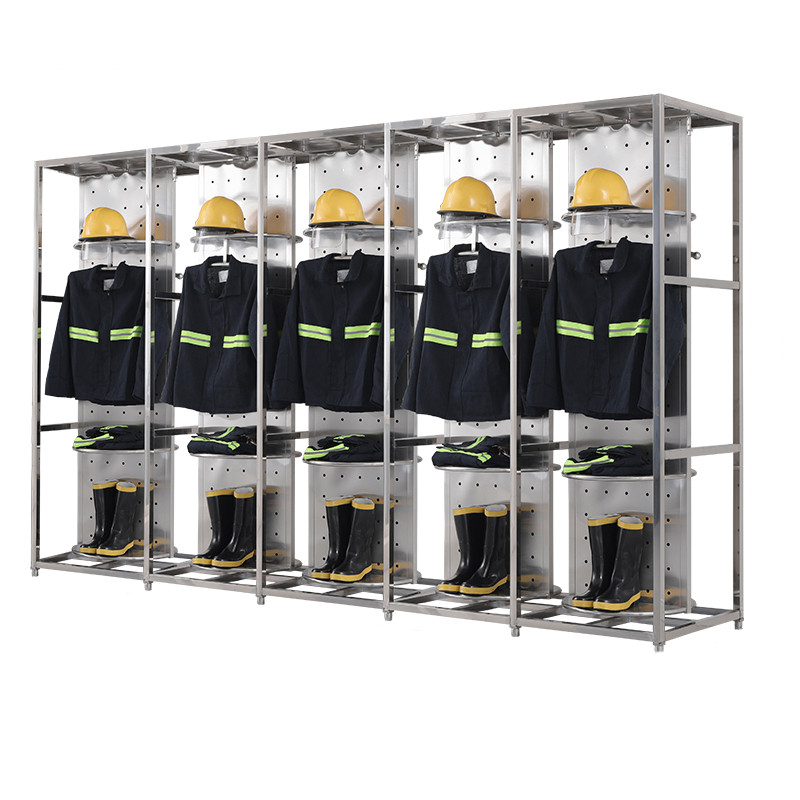 迅众 五人位双面衣架 201不锈钢消防服衣架双面防火防爆快速救援消防服换衣架 201五人位双面衣架