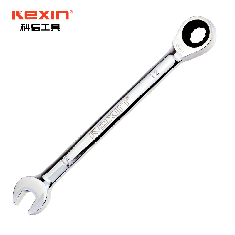 科信(kexin)全抛光棘轮两用扳手 开口梅花快速扳手 15mm KX332 1把