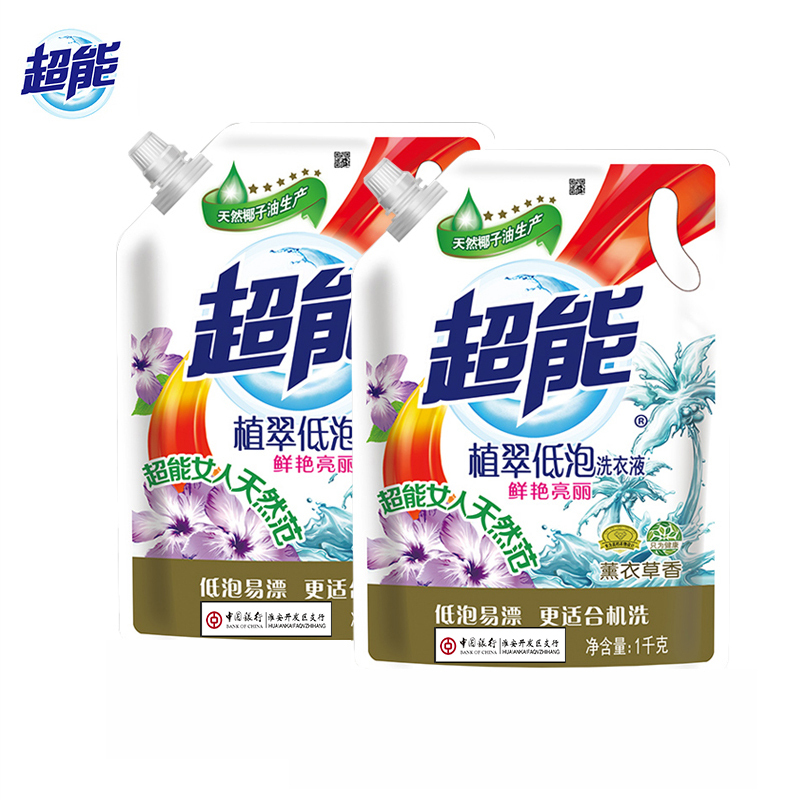 超能 植翠低泡洗衣液(鲜艳亮丽)1kg/袋装