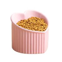 新品猫碗陶瓷双碗猫咪高脚保护颈椎粮盆防打翻狗狗饭碗饮水碗用品 仙女粉