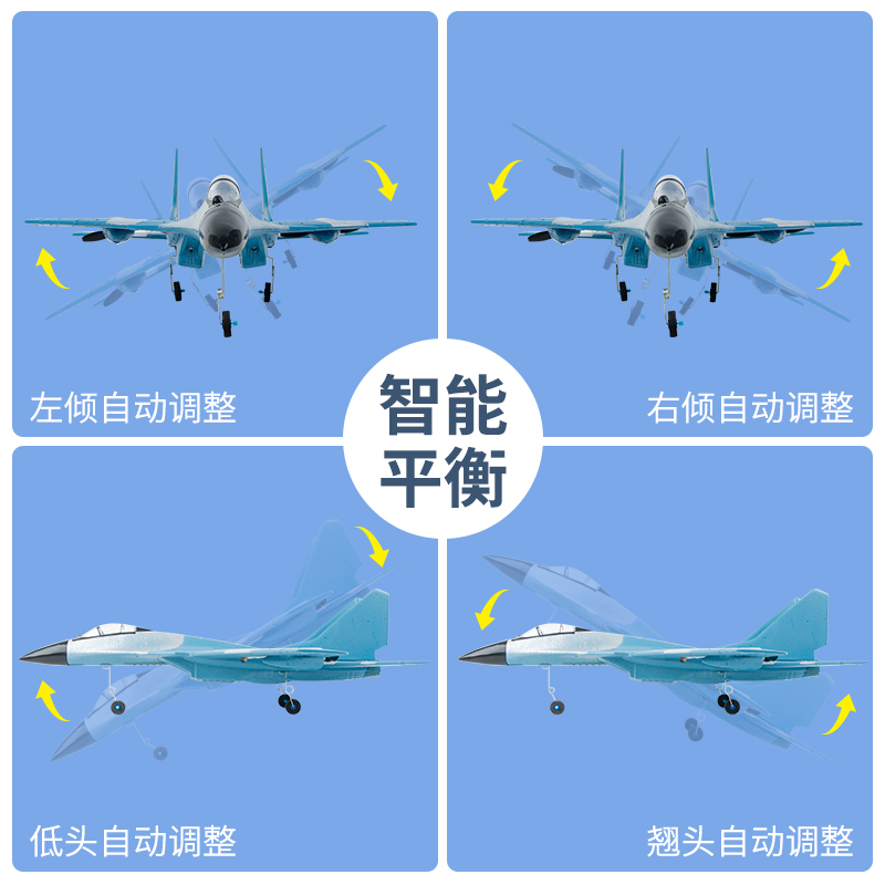 遥控飞机滑翔机超大战斗机专业泡沫航模固定翼无人机儿童六一玩具 天蓝[加大款64CM] 五电套餐高清大图