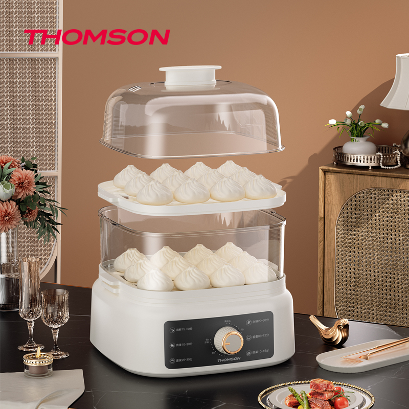THOMSON 家用电蒸锅电火锅 快蒸锁鲜 多层加大容量智能蒸锅6L C-T0326高清大图