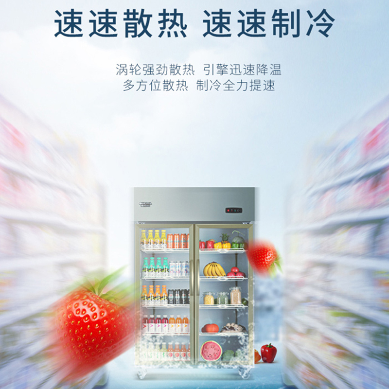 澳柯玛(AUCMA) 展示柜VC-880D 895升商用双门冷藏展示柜两门大型保鲜冰柜立式大容量冰箱冷柜饮料啤酒柜