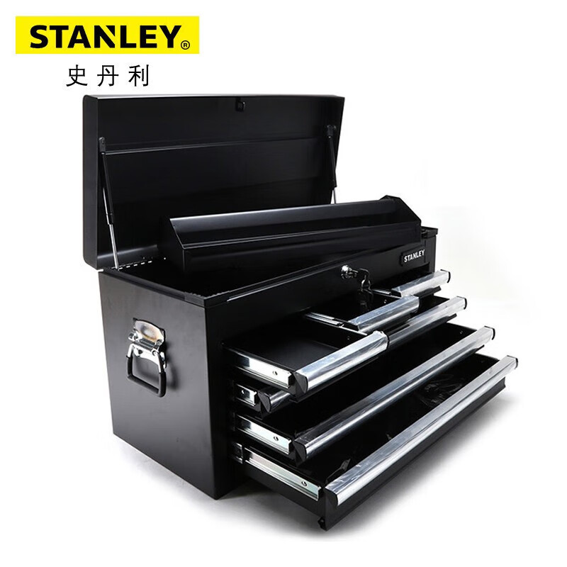 史丹利(STANLEY)93-546-23 6抽屉工具箱 黑色铁皮工具柜多功能收纳箱