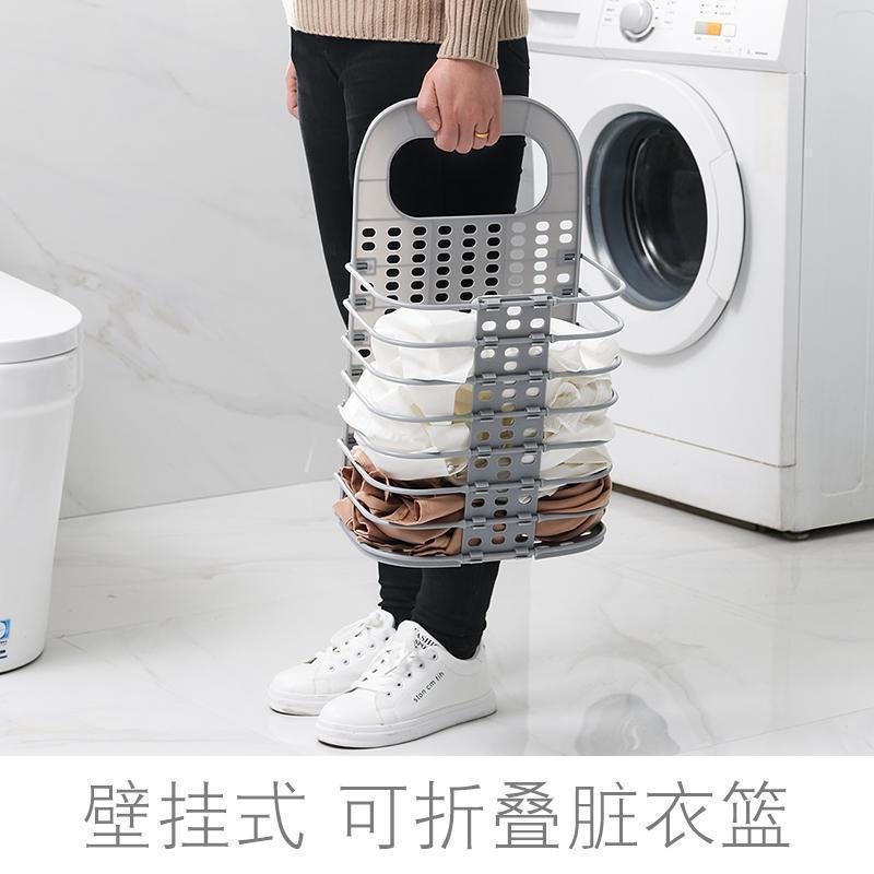 家柏饰(CORATED)挂式可折叠脏衣篮塑料收纳筐浴室洗衣篮脏衣服收纳篮脏衣篓卫生间高清大图