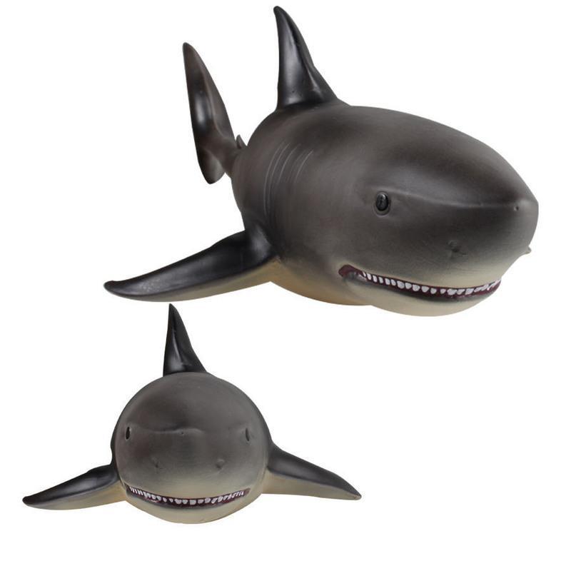 超大软胶充气鲨鱼玩具沙滩戏水游泳仿真模型巨齿大白鲨儿童玩具 灰色