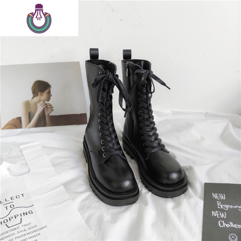 鱼篓 Fish Basket 女士中筒靴 Fish Basket中筒马丁靴女英伦风百搭厚底瘦瘦靴新款秋季机车短靴单靴靴子 价格图片品牌报价 苏宁易购梦舟鞋品专营店