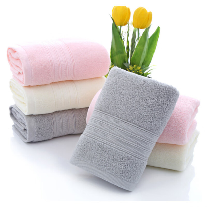 约克罗兰 三条装全棉毛巾礼盒成人家用酒店纯棉洗脸毛巾 素色缎档毛巾 34*74cm*3