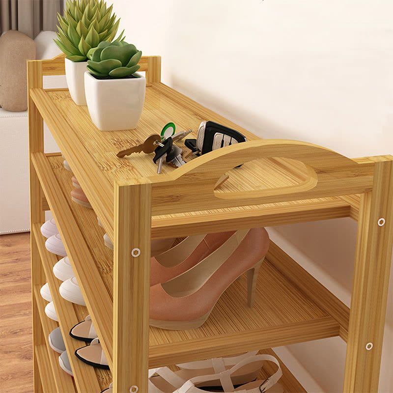 鞋架简易楠竹鞋架多层家用经济型实木省空间鞋柜组装宿舍口鞋架 [全板隔层]10层60长图片