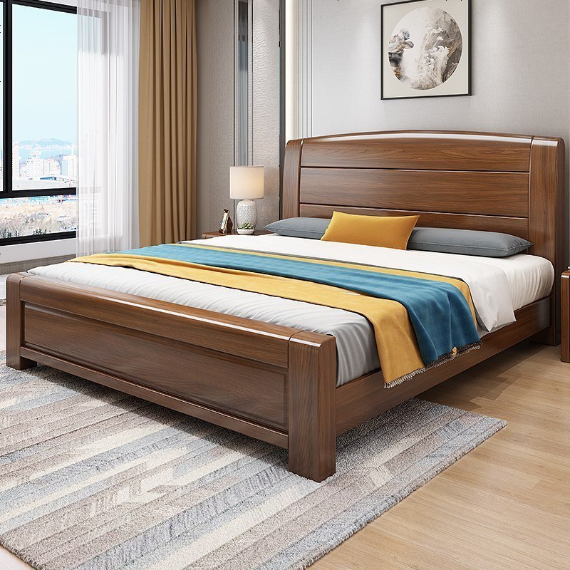 胡桃木实木床中式现代简约18米婚床双人床主卧15m高箱储物床赛可优赛