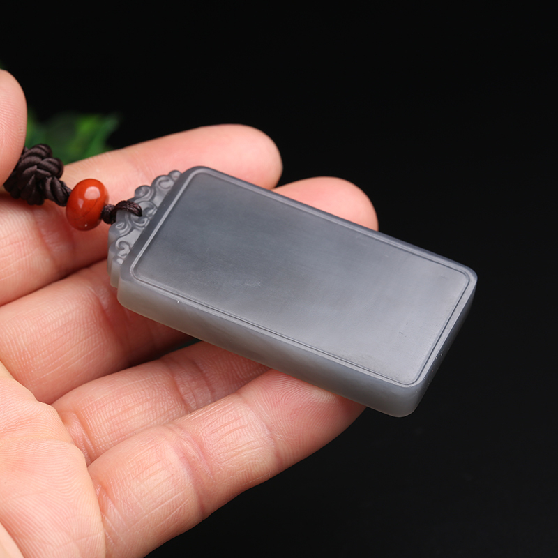 印象眸和田玉玉石青花无事牌男女款平安无事玉坠挂件节节高祥云款可选