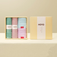 HOYO日本母婴级标准臻品长绒棉毛巾浴巾礼盒 节日伴手礼福利可定制 青海波纹礼盒-抗菌四件套 单位：盒
