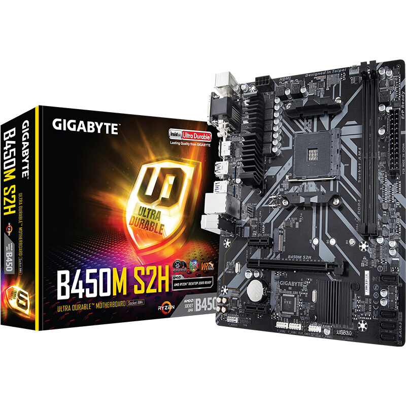 技嘉B450M-S2H+AMD R5 3600处理器+KVR DDR4 2666+金士顿A400/480GB固态