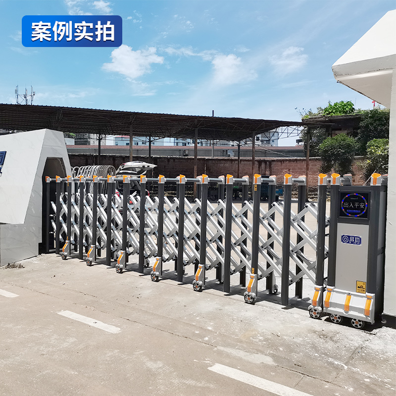 启功电动伸缩门智能遥控学校小区单位电动铝合金伸缩推拉门每米高清大图