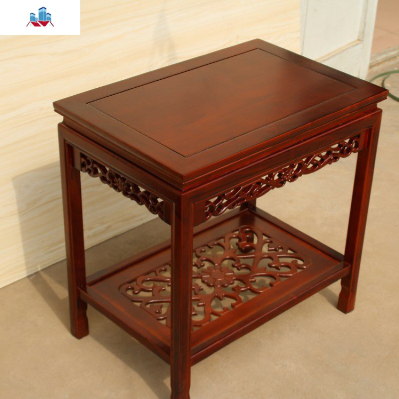 实木鱼缸盆景架子整装简约仿古客厅奇石桌长方形木质多层中式花架泰