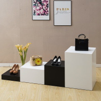木质烤漆展示台橱窗展示台工艺品方形高低展台架 白色烤漆40*40*60cm