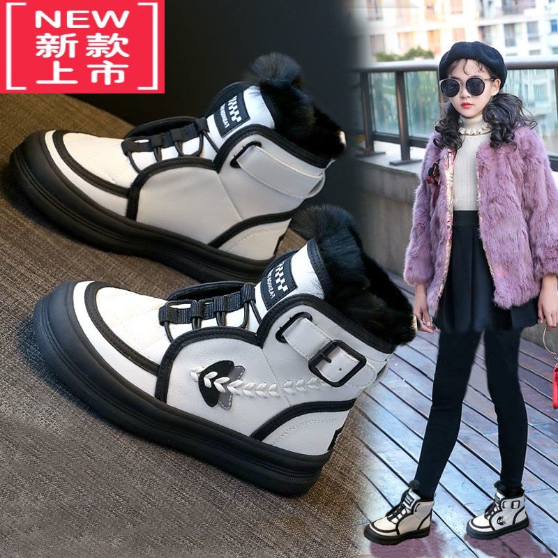 可莉允女童雪地靴2022冬季新款儿童加厚短靴女孩防滑冬鞋中大童加绒棉靴图片