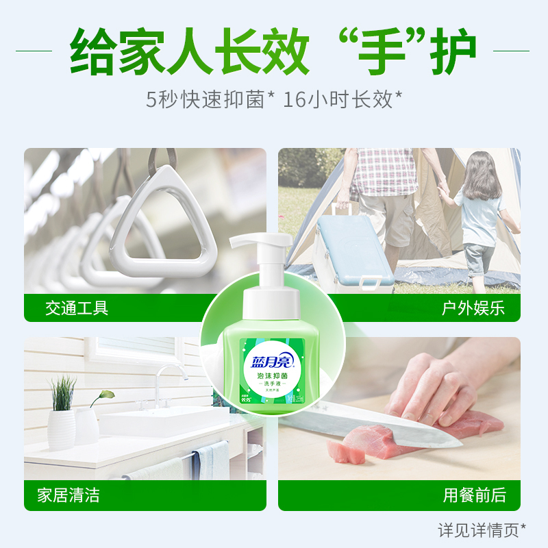 蓝月亮 泡沫洗手液 长效抑菌99.9%* 丰盈泡沫 自然留香 天然芦荟 255ml*1