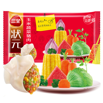 三全状元玉米蔬菜猪肉水饺1020g