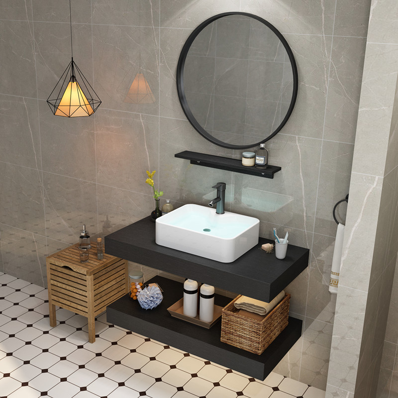 北欧浴室柜组合现代卫生间实木台上盆陶瓷洗漱台盆小户型洗脸盆池参数