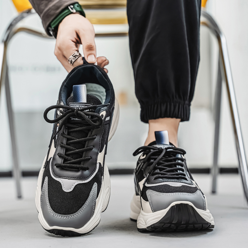 La Chessiers春秋季男鞋新款透气网面青少年运动鞋韩版潮流百搭厚底休闲老爹潮鞋高清大图