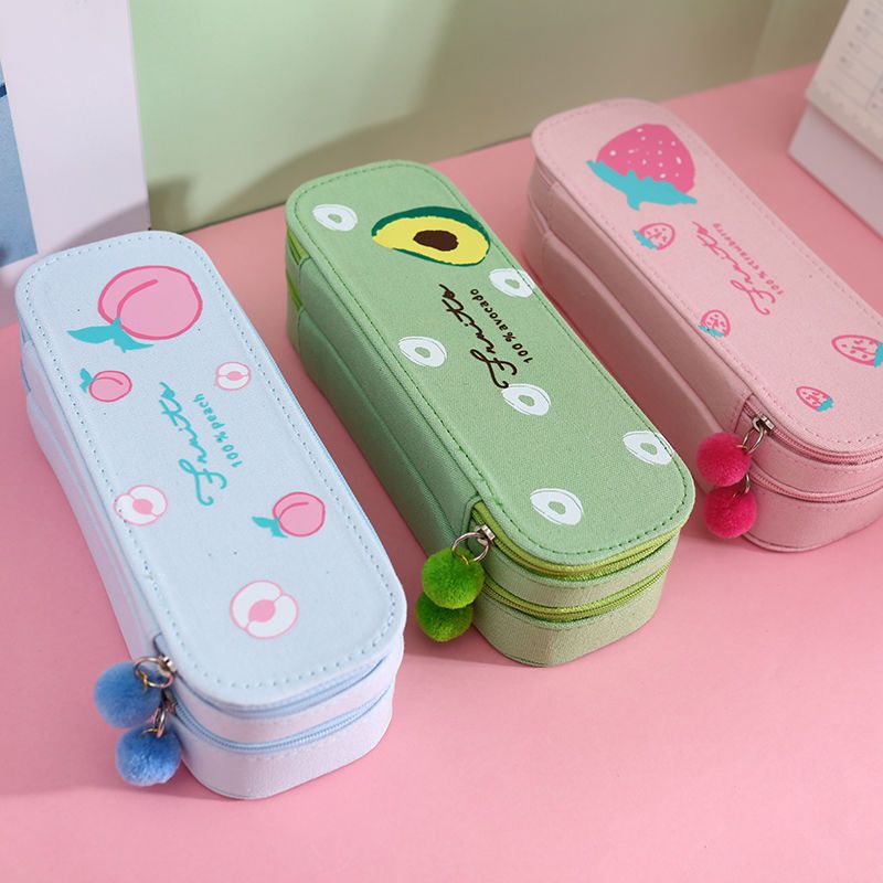 笔袋日韩国创意简约女生铅笔盒小学生可爱女孩小清新文具盒 速写猫-白色LIFE-双层