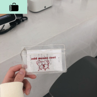 牧与歌自制ins韩风whybear小熊透明卡包bling少女心亮片零钱卡包NEWLAKE 透明卡包*红色小熊