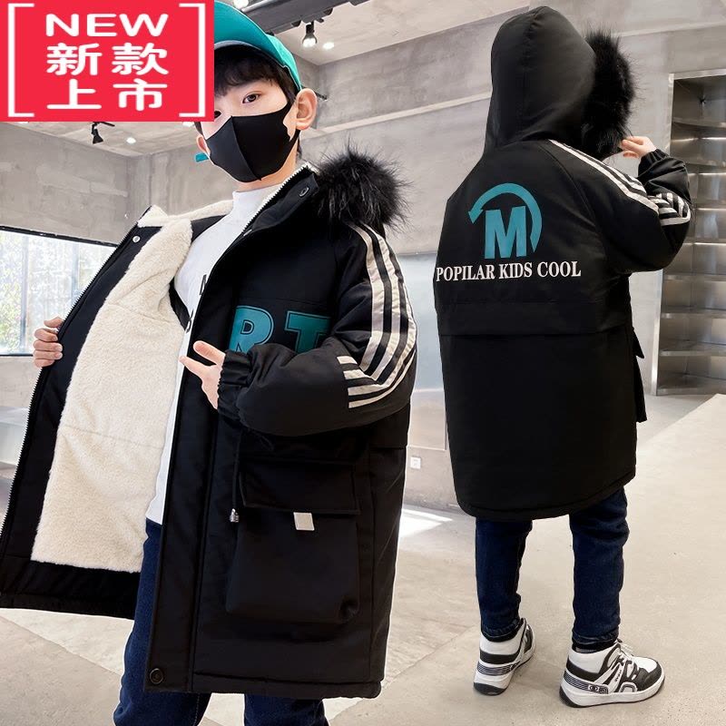 可莉允男童冬款加绒派克服棉衣大童洋气2022新款外套冬装炸街棉服大毛领图片