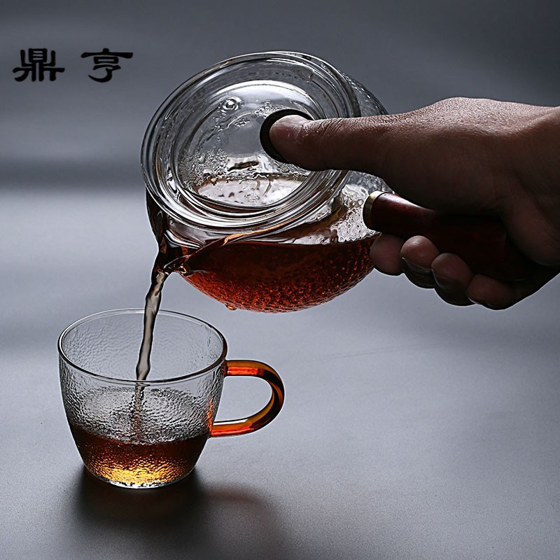 鼎亨耐热玻璃锤纹耐高温过滤侧把电陶炉煮茶壶泡茶器功夫茶具套装