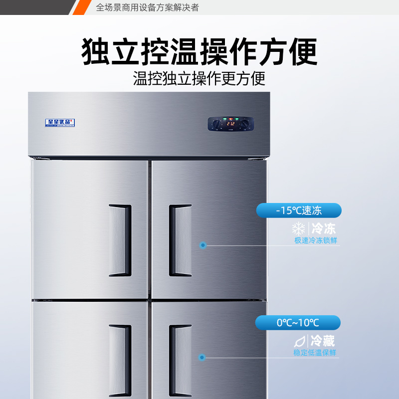 星星(XINGX)868升四门双温商用冰柜立式冷冻冷藏不锈钢厨房冰箱餐饮后厨冷柜(铜管制冷)BCD-960YE高清大图