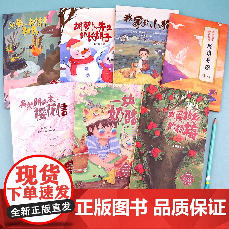 三年级上册必读课外书经典全套6册小学语文教材同步阅读书籍 胡萝卜先生的长胡子王一梅童话故事书父亲树林和鸟一块奶酪书老师高清大图