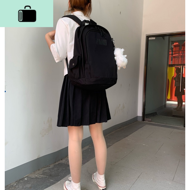 书包女原宿ulzzang 高中学生森系背包初中生简约百搭大容量双肩包NEW LAKE高清大图