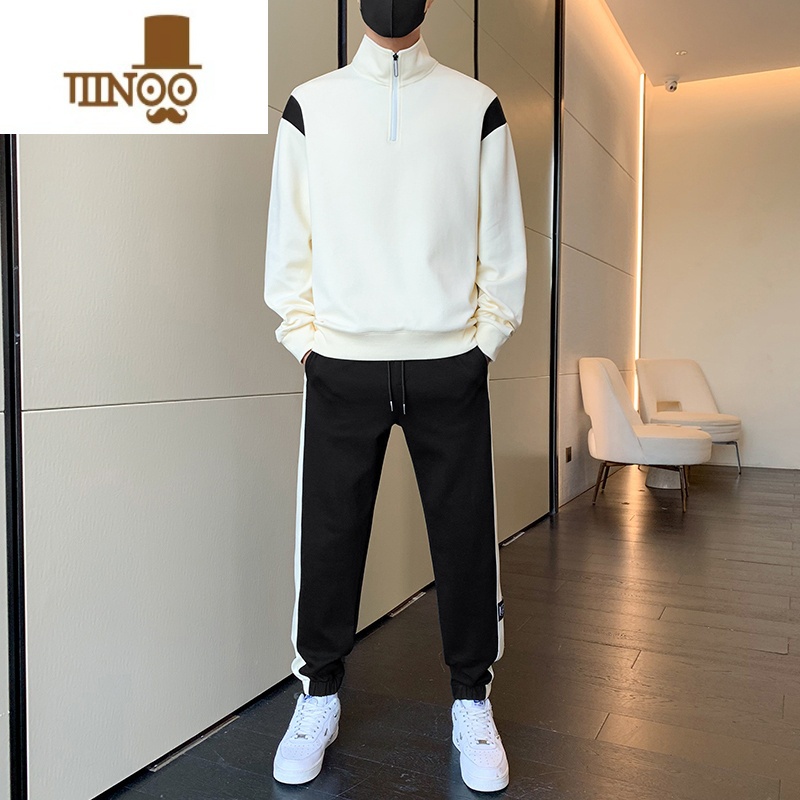 YANXU半拉链卫衣男立领潮牌宽松运动套青少年百搭休闲上衣服高清大图