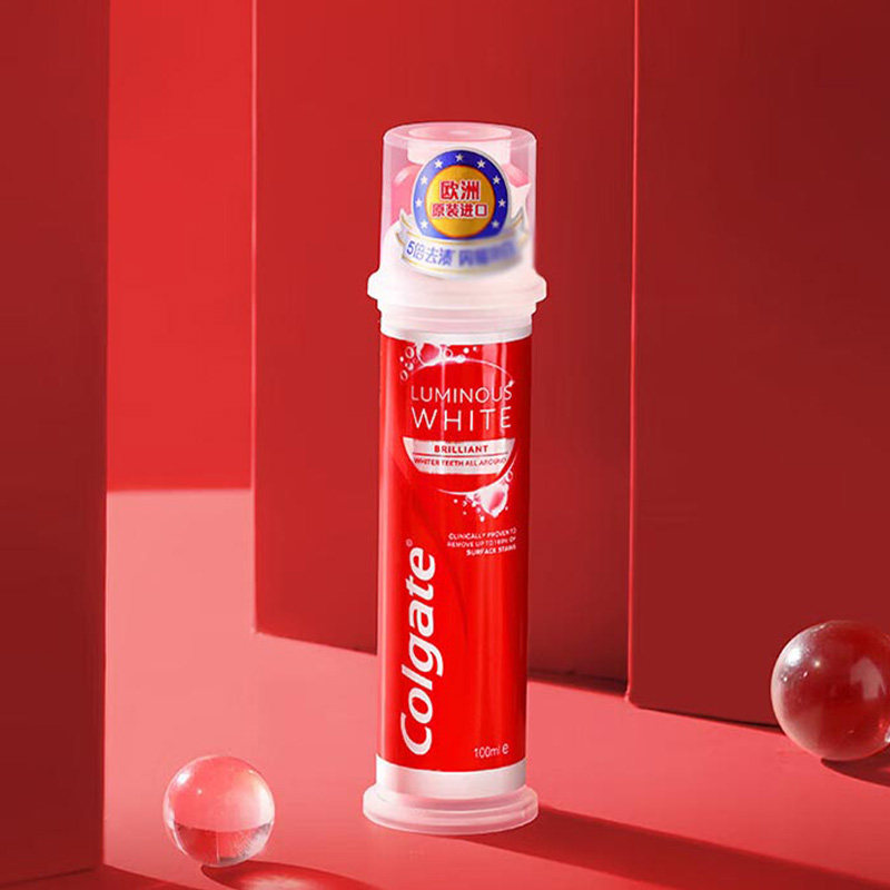 高露洁牙膏100ml耀白去渍直立真空按压泵式61022866高清大图