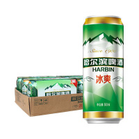 哈尔滨啤酒 冰爽500ml*24听 整箱装 沁透心脾 余味清爽