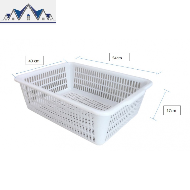 加厚厨房洗菜篮蔬菜彩色塑料篮子配货框子长方形周转框大号收纳筐 三维工匠收纳篮 白1号54*40*17