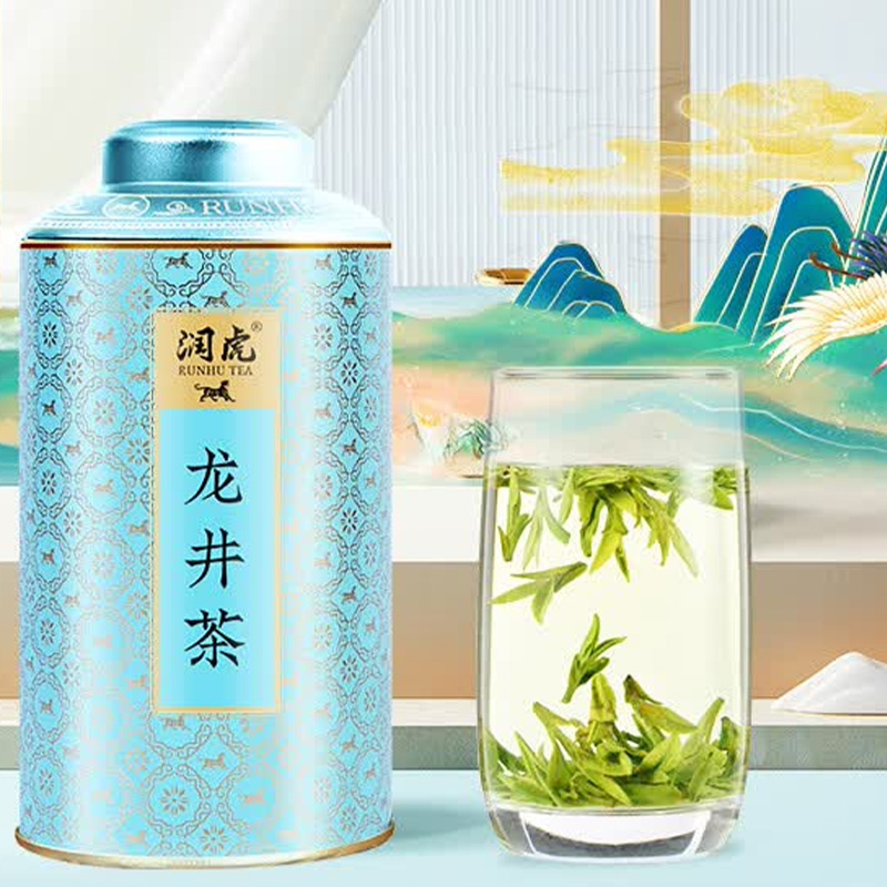 润虎龙井茶250g绿茶罐装扁平光滑匀整秀实传蕴承祥系列高清大图