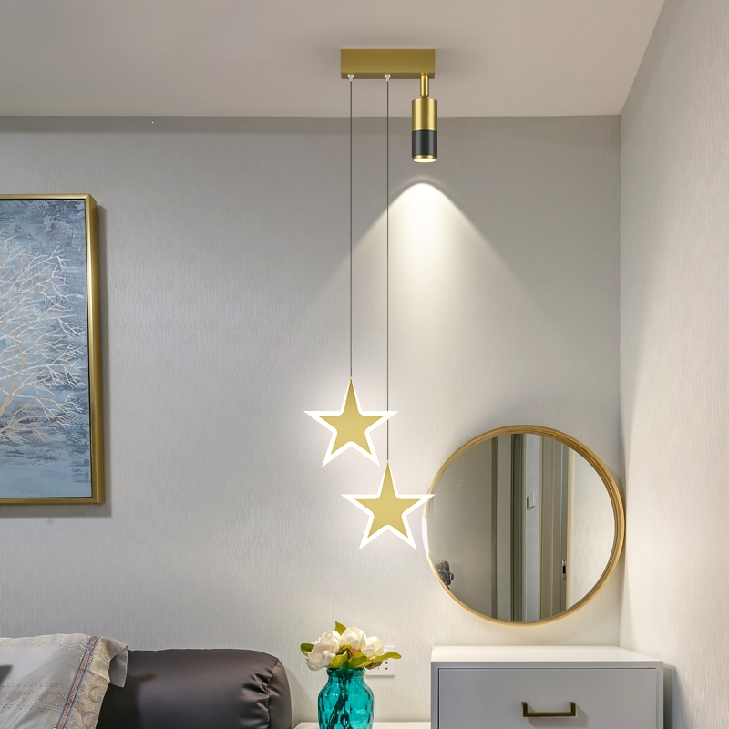 古达设计感ins星星吊灯五角星艺术现代简约卧室吊线灯轻奢床头小吊灯