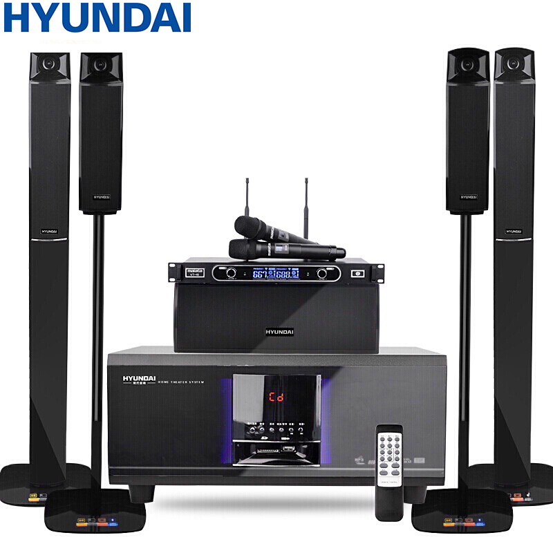 现代HYUNDAI 家庭影院音响组合 KTV套装模拟5.1音响设备客厅电视卡拉OK音响 H5家庭影院+VT10