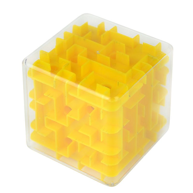 3 d立体魔方迷宫走珠女孩男孩玩具4-9岁上儿童幼儿园冲关迷宫|8*8*8大号立体迷宫魔方黄色