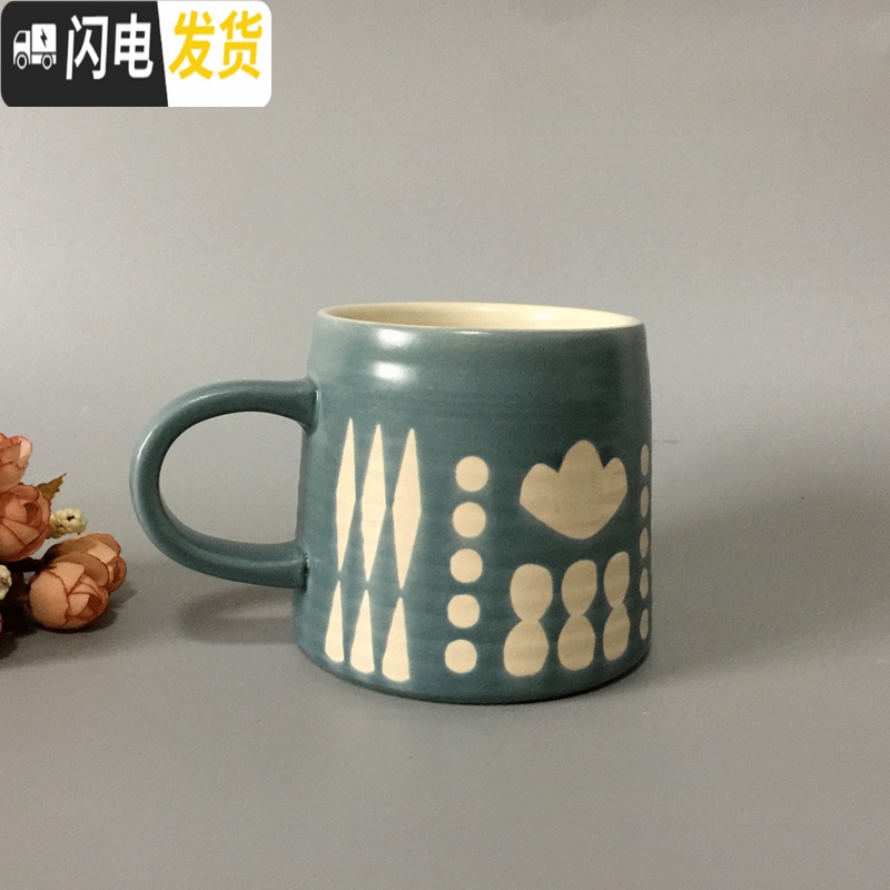 三维工匠马克杯带盖勺大容量情侣一对简约好看的杯子家用复古泡茶杯陶瓷杯高清大图