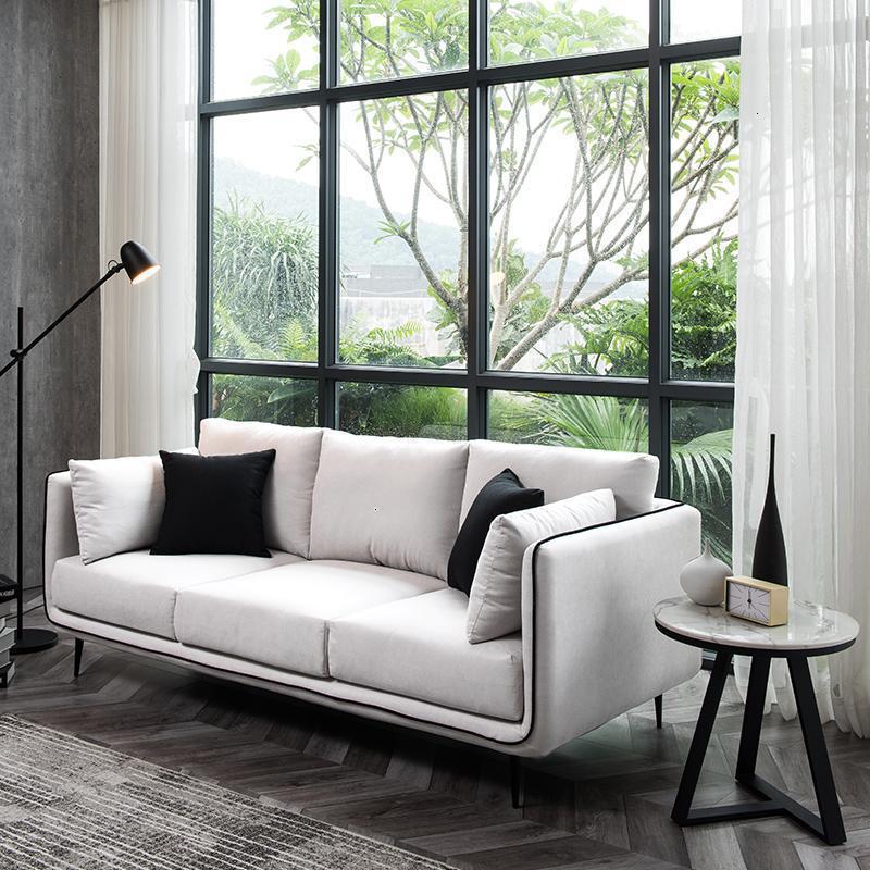 森美人北欧布艺沙发小户型简约现代客厅四人位一字型直排三人座