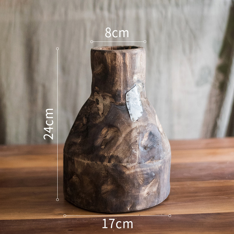 美帮汇素木花器系列装饰器皿花瓶实木原木手工艺术沧桑摆件 素木器皿(大) 大高清大图